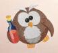 Preview: Vollstickdatei Eule mit Weinflasche